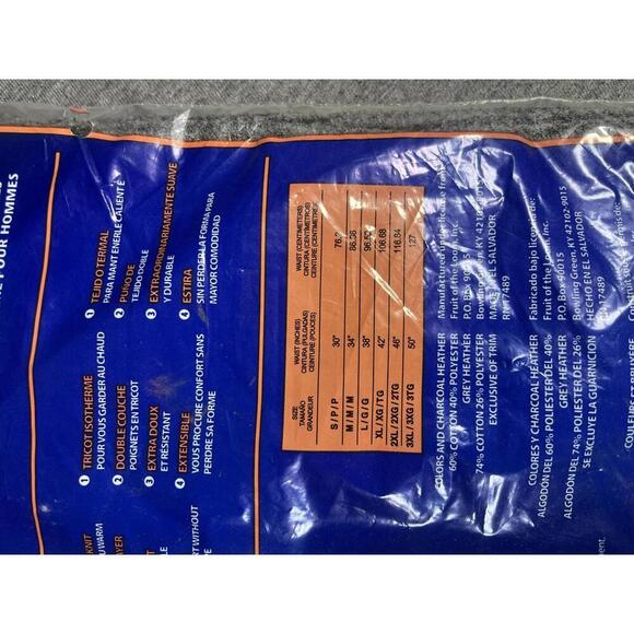 Vintage New Sealed Fruit of the Loom Men's Thermal Bottoms Size Large Gray - Picture 4 of 4